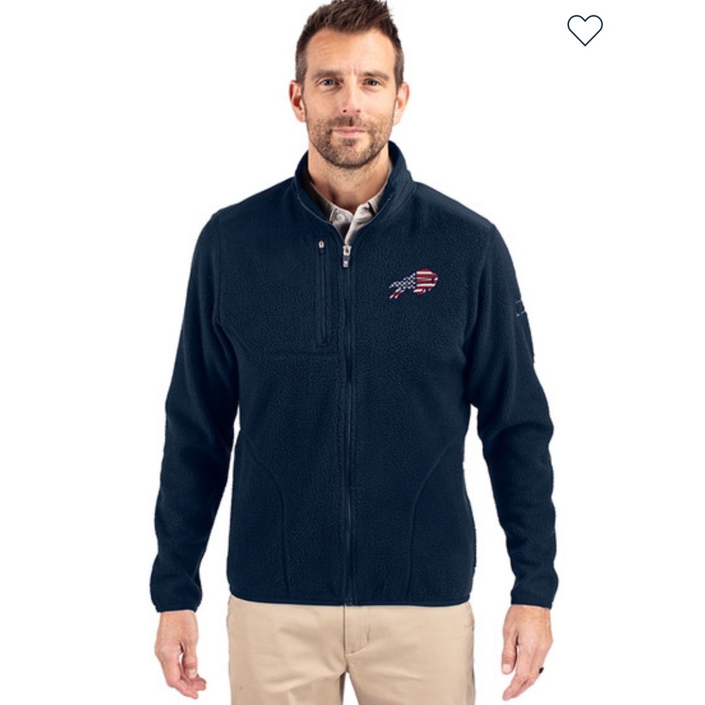 Buffalo Bills Americana Cutter & Buck Eco Sherpa Fleece Full Zip Jacket 3XB